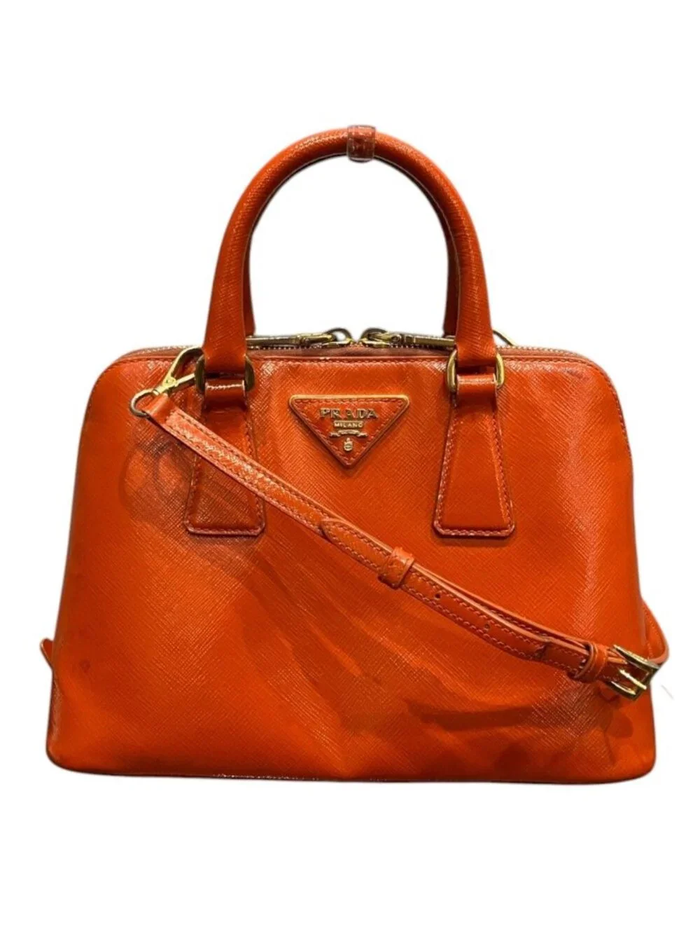 Prada Promenade Handbag Patent Leather